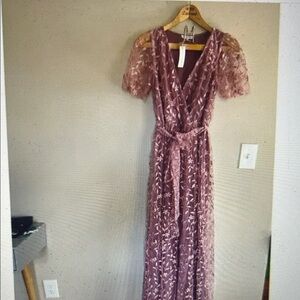 Baltic Born Embroidered Maxi Dress in Mauve